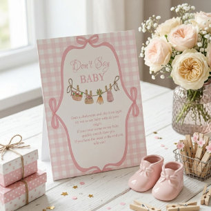 Expositor En L Letrero de baby shower rosa de cosecha local no di
