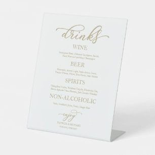 Expositor En L Letrero de barra de boda con letra dorada elegante