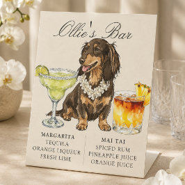 Expositor En L Letrero de barra de boda hawaiana de Dachshund tro