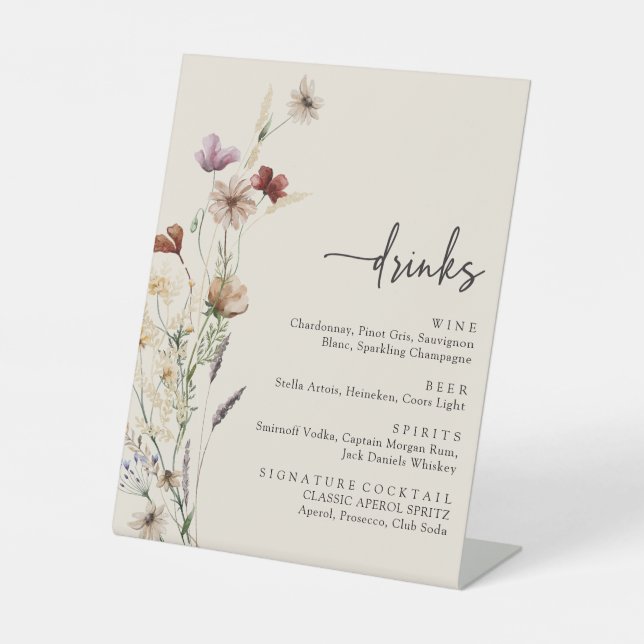 Expositor En L Letrero de Bebida Boho Wildflower (Anverso)