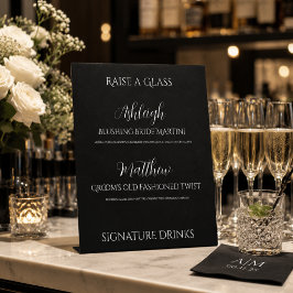 Expositor En L Letrero de Bebidas con Firma Elegante Negro