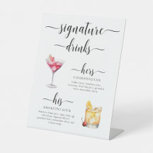 Letrero de Bebidas con Firma Minimalista Moderna d