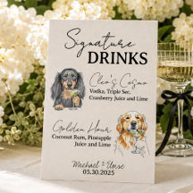 Letrero de Bebidas Destacadas de Boda de Dos Perro