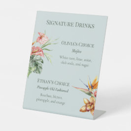 Expositor En L Letrero de Bebidas Destacadas de la Boda Tropical 