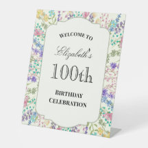 Letrero de Bienvenida Cumpleaños 100 Años Floral C