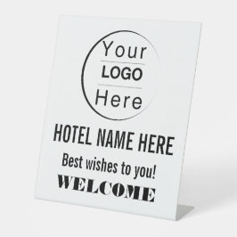 Expositor En L Letrero de bienvenida de hotel editable con logoti