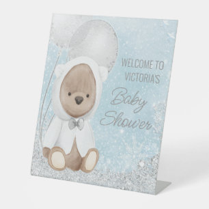 Expositor En L Letrero de bienvenida para baby shower de oso de i