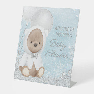 Expositor En L Letrero de bienvenida para baby shower de oso de i
