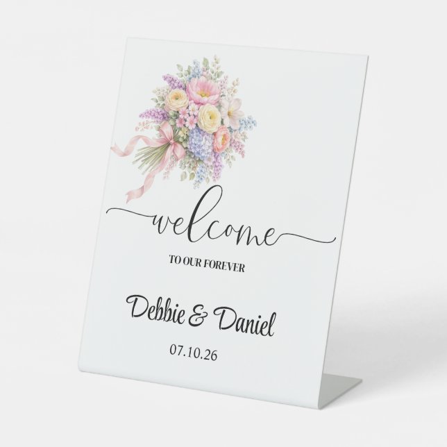 Expositor En L Letrero de bienvenida para pedestal de boda (Anverso)
