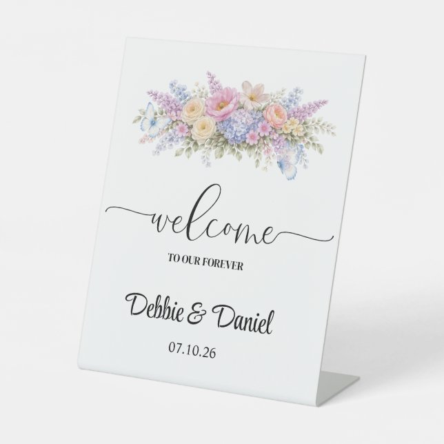 Expositor En L Letrero de bienvenida para pedestal de boda (Anverso)