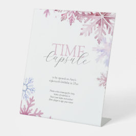 Expositor En L Letrero de Cápsula del Tiempo de Invierno Rosa