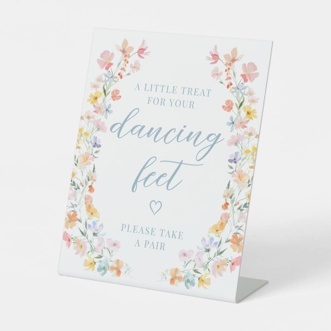 Expositor En L Letrero de chanclas para bailar en boda de flores  (Anverso)