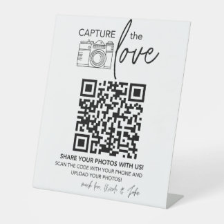 Expositor En L Letrero de código QR de boda | Letrero minimalista