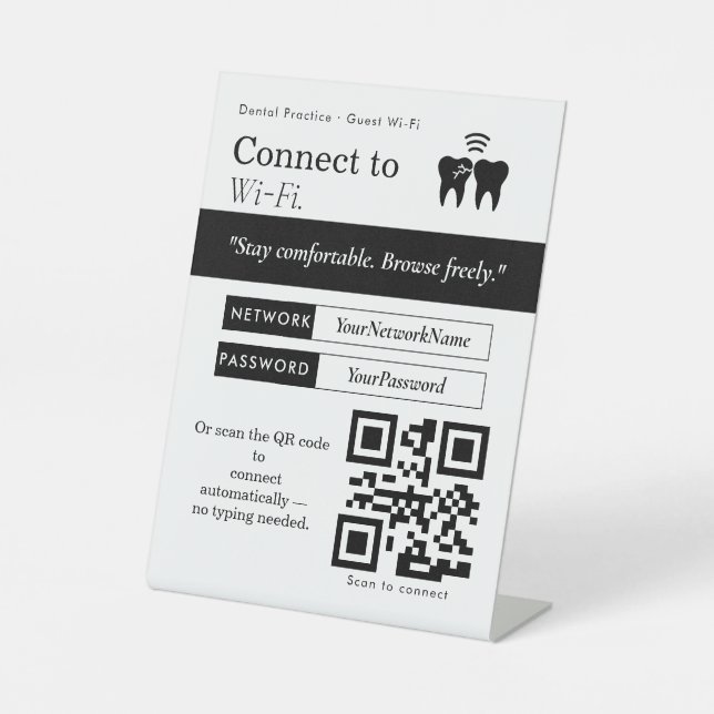 Expositor En L Letrero de código QR de conexión mínima a Wi‑Fi |  (Anverso)