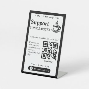 Expositor En L Letrero de código QR de consejos elegantes de Cash