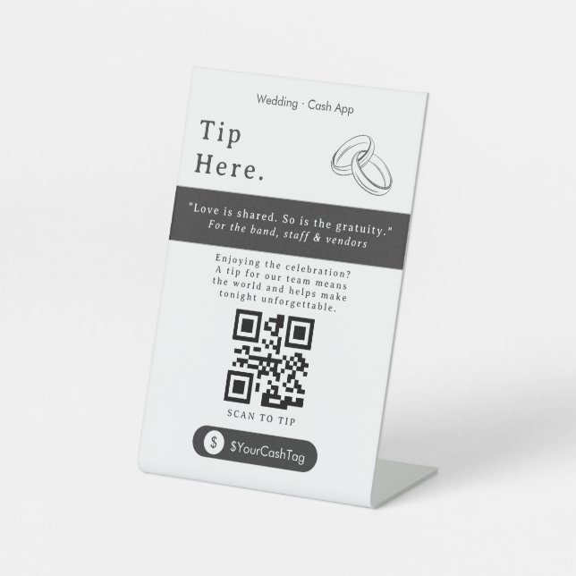 Expositor En L Letrero de código QR de propina moderna | Propinas (Anverso)