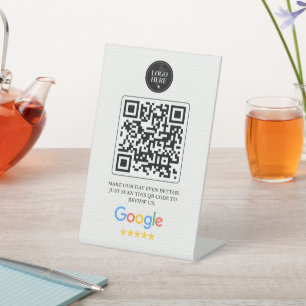 Expositor En L Letrero de código QR de reseña de Google para salo
