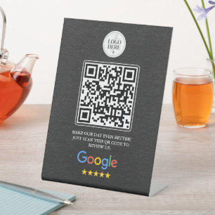 Expositor En L Letrero de código QR de reseña de Google para salo