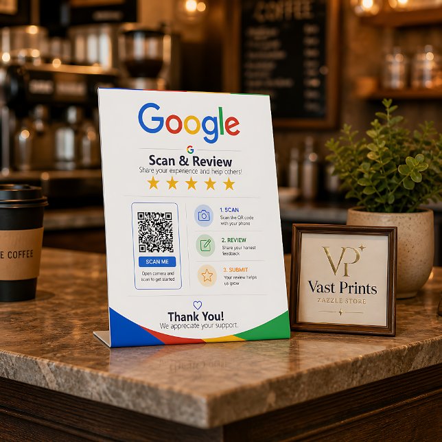 Expositor En L Letrero de código QR de reseñas de Google para com (Business Feedback Google Review QR Sign
)
