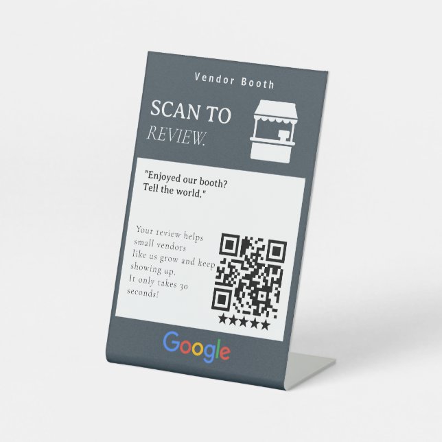 Expositor En L Letrero de código QR de revisión de spa de carbón  (Anverso)