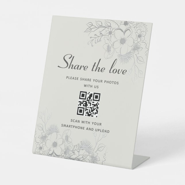 Expositor En L Letrero de código QR para boda 'Comparte el amor' (Anverso)