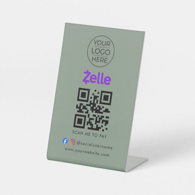 Expositor En L Letrero de código QR para pagar con escaneo | Zell (Anverso)