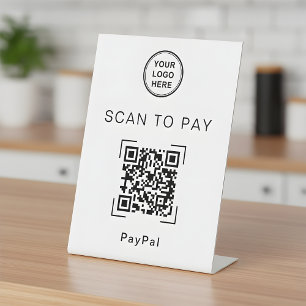 Expositor En L Letrero de código QR para pagar en mesa para negoc