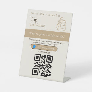 Expositor En L Letrero de código QR para propinas neutrales para