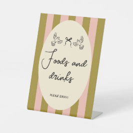 Expositor En L Letrero de comida y bebidas de boda con garabatos 