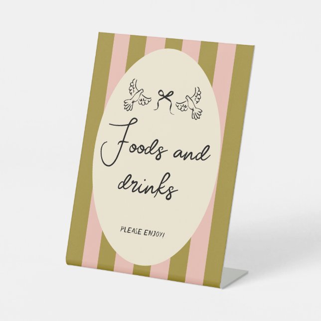 Expositor En L Letrero de comida y bebidas de boda con garabatos  (Anverso)