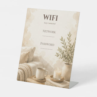Expositor En L Letrero de contraseña Wifi elegante para Airbnb