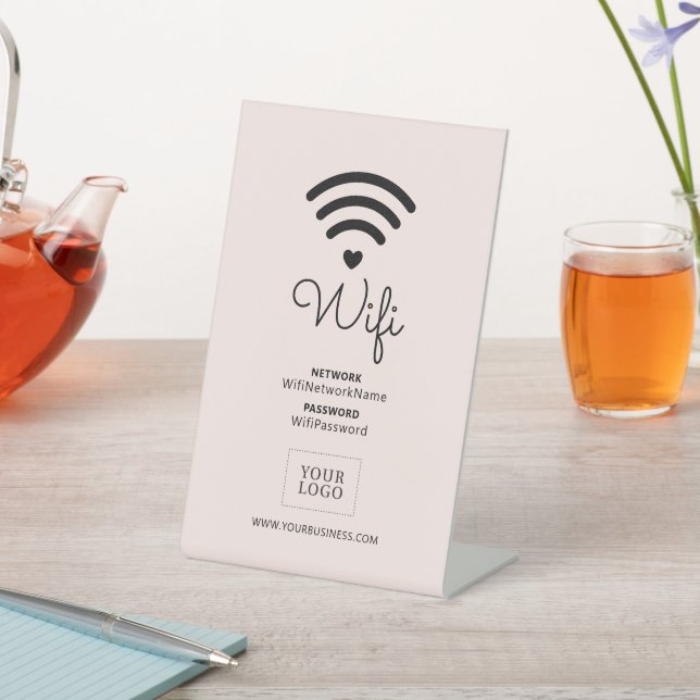 Expositor En L Letrero de contraseña WiFi empresarial con corazón (In Situ)