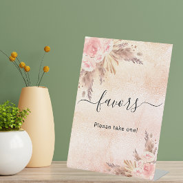 Expositor En L letrero de favores florales de hierba de pampas ro