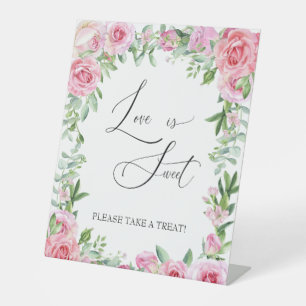 Expositor En L Letrero de favores Rosas rosadas Regalo nupcia
