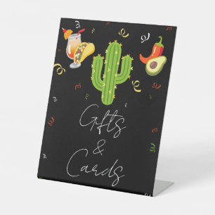 Expositor En L Letrero de Fiesta de Cactus de Corazón Amarillo Re