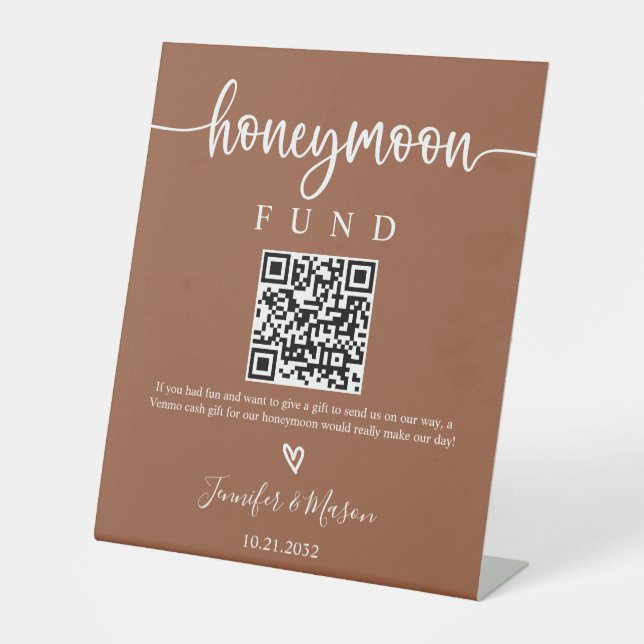 Expositor En L Letrero de Fondo de Luna de Miel, Código QR Deseo  (Anverso)