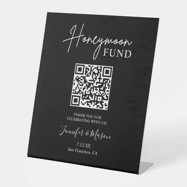 Expositor En L Letrero de Fondo de Luna de Miel, Código QR Deseo  (Anverso)