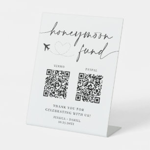 Expositor En L Letrero de Fondo de Luna de Miel con Código QR – L
