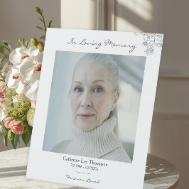 Expositor En L Letrero de Foto de Funeral en Mesa En Memoria Amor