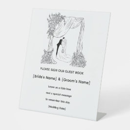 Expositor En L Letrero de Libro de Firmas de Boda Floral Elegante