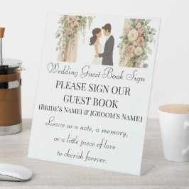 Expositor En L Letrero de Libro de Firmas de Boda Floral Romántic