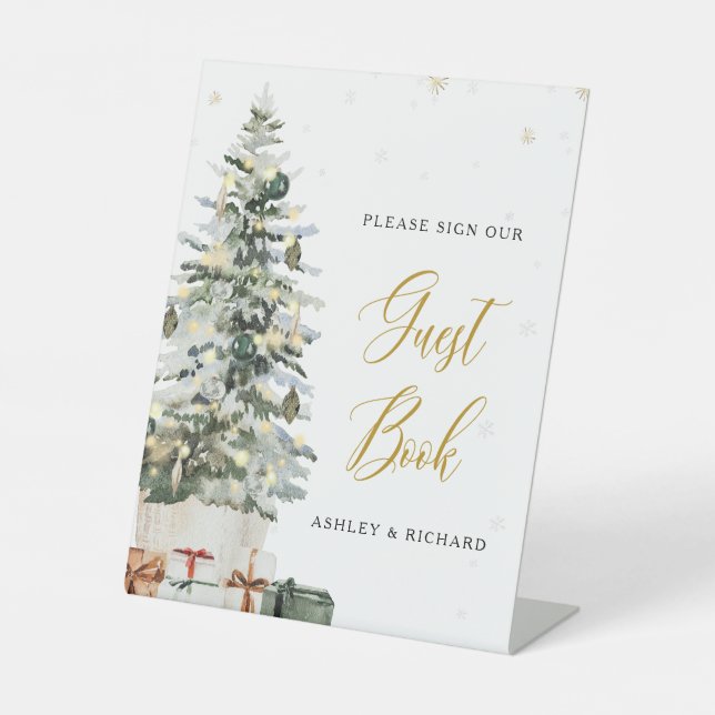 Expositor En L Letrero de Libro de Invitados de Árbol de Navidad (Anverso)