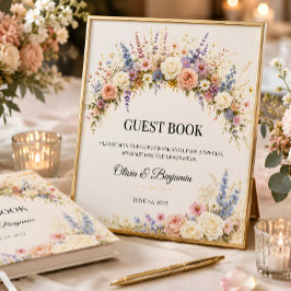 Expositor En L Letrero de Libro de Invitados de Flores Silvestres