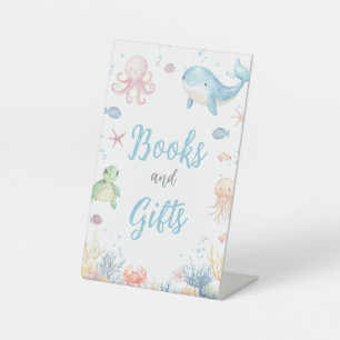 Expositor En L Letrero de Libros y Regalos para Baby Shower Bajo 