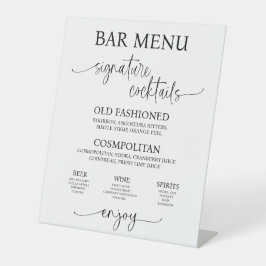 Expositor En L Letrero de menú de bar de boda de acrílico
