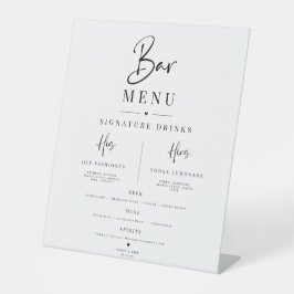 Expositor En L Letrero de menú de bar de boda minimalista elegant