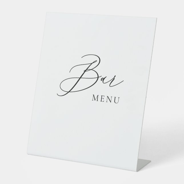 Expositor En L Letrero de Menú de Bar para Boda Escritura Minimal (Anverso)