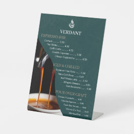 Expositor En L Letrero de menú de café especializado verde oscuro