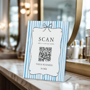 Expositor En L Letrero de menú de código QR con lazo vintage de f