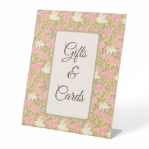 Letrero de mesa con patrón de paloma floral rosa p